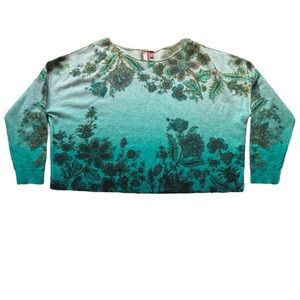 Pilcro Women’s 100% Cashmere Floral Sweater Green Size Small